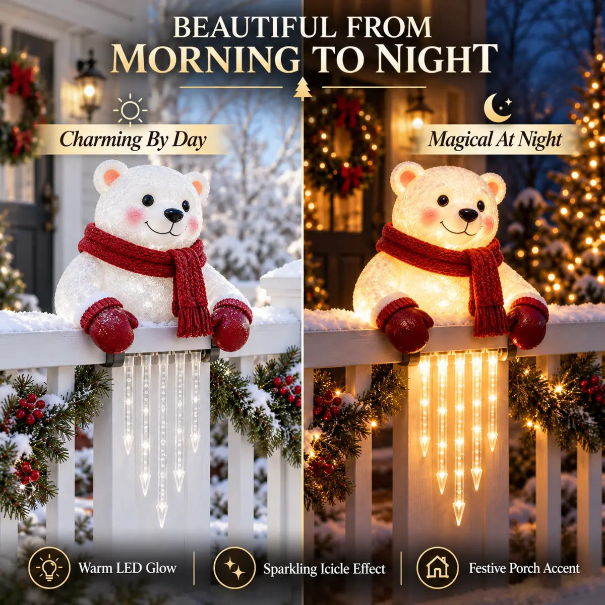 🐻🎄 Winter Light Cute Bear Icicle Light