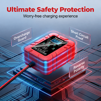 1.5A 6V/12V Smart Battery Charger – LCD Display & Battery Repair Mode