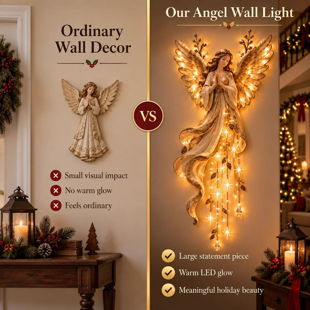 ✨Last Day 49% OFF✨Guardian Angel Starfall LELUMP™ – Lighted Faith & Blessing Christmas Wall Decor✨