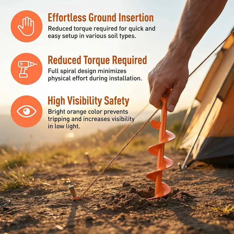 🌀 Heavy-Duty Full Spiral Ground Anchors – Drill-Ready Steel Tie-Down Stakes for Tents & Trampolines 🔩