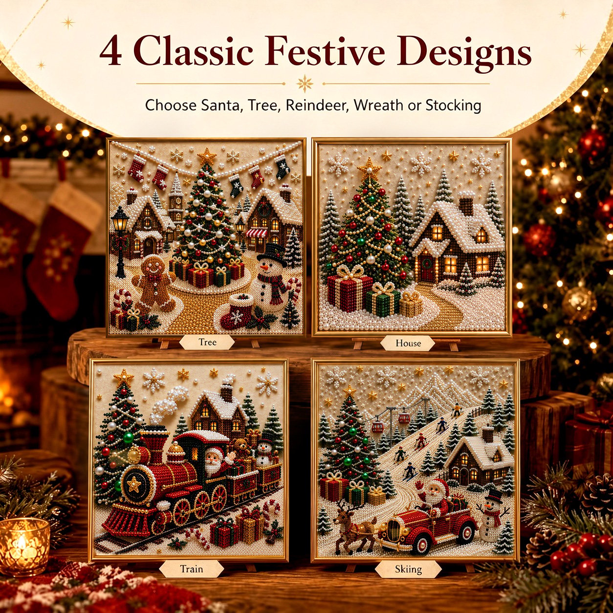 🎄Relaxing & Beginner-Friendly🎅 Premium 3D Pearl Christmas Wall Art Kit ⛄️❄️