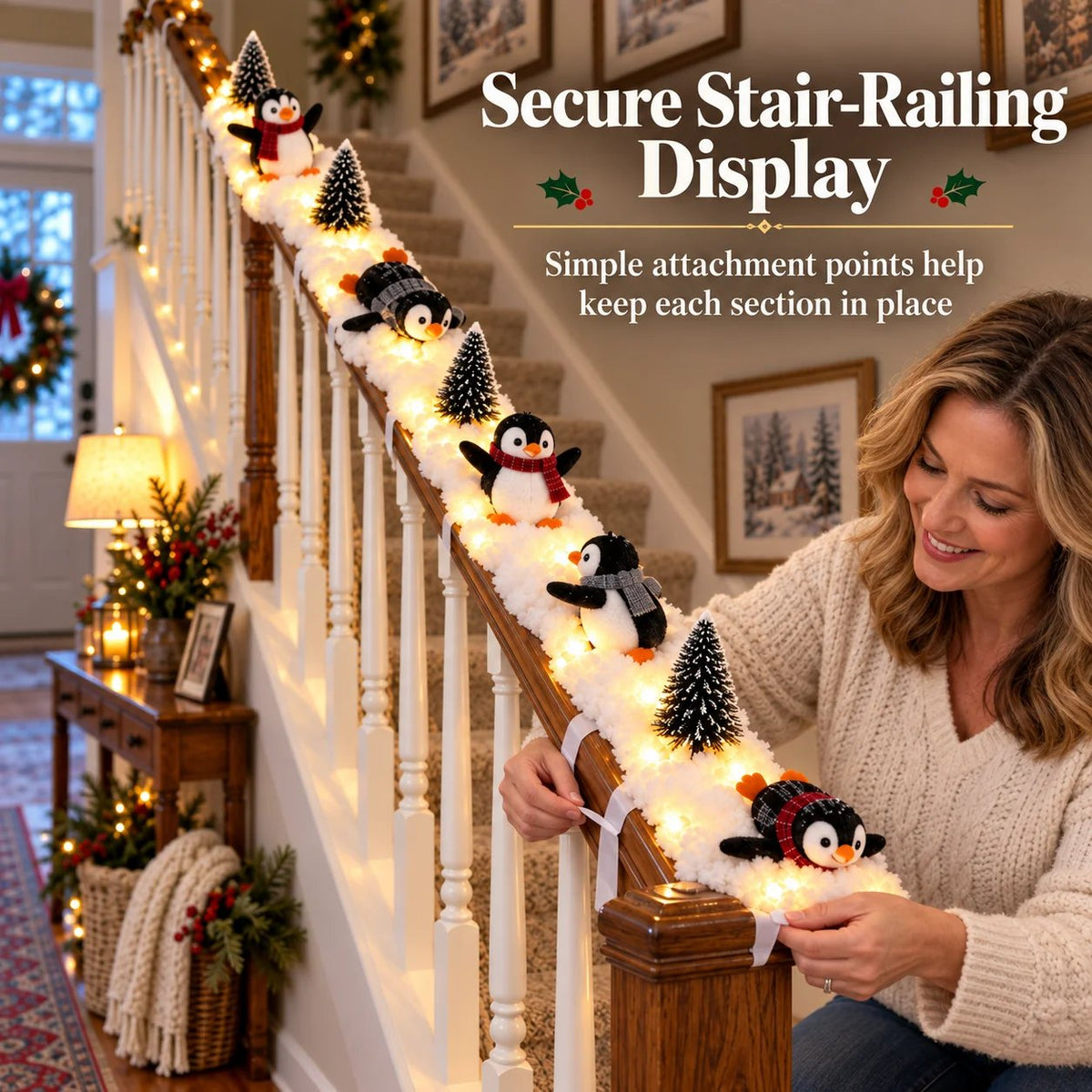 🐧 Penguin Christmas Stair Snow Decor | A Cozy Penguin Christmas Story ✨