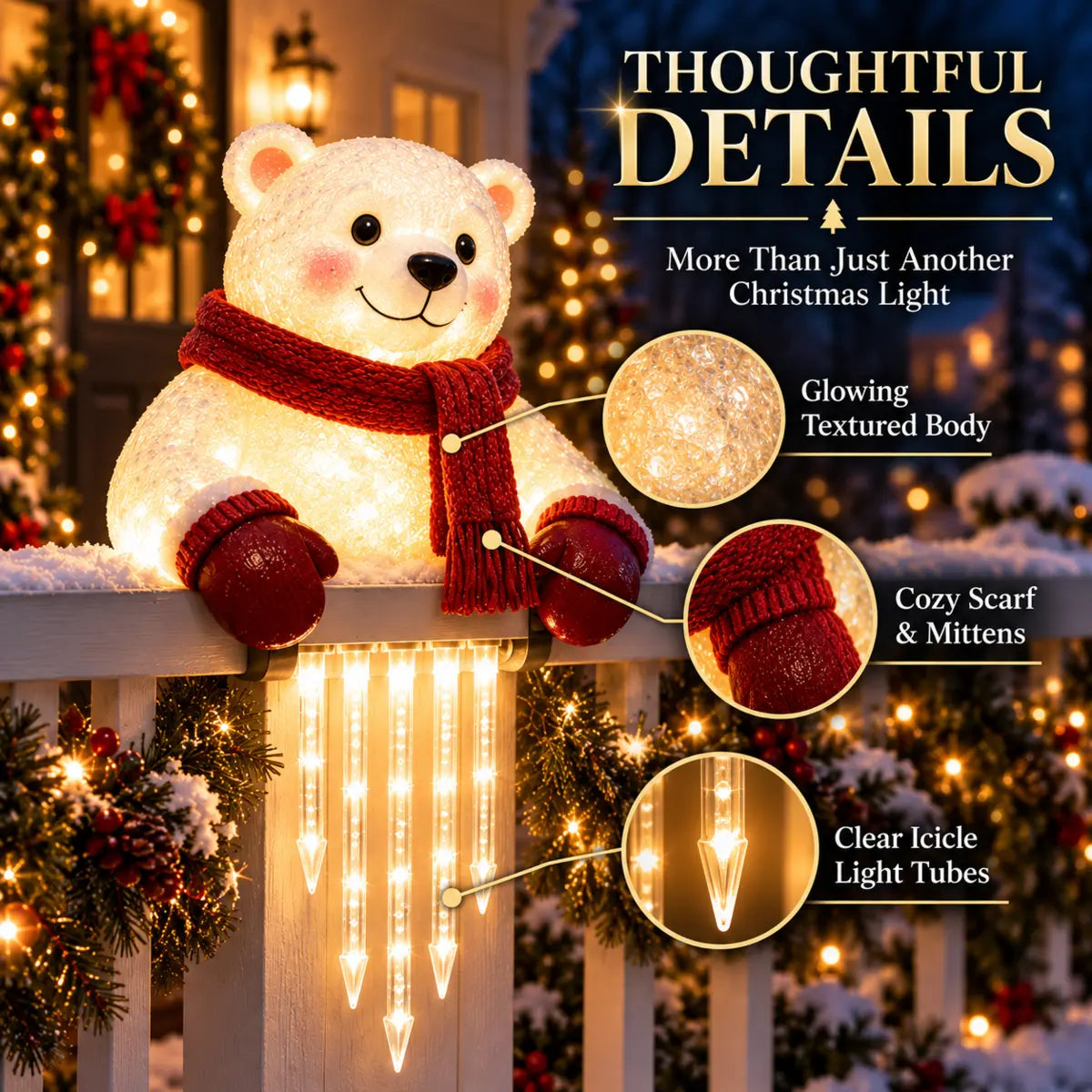 🐻🎄 Winter Light Cute Bear Icicle Light