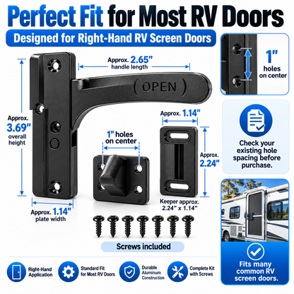 🎃Halloween Deal 50% OFF!  Aluminum RV Screen Door Latch Handle Replacement for Left Right  Hand