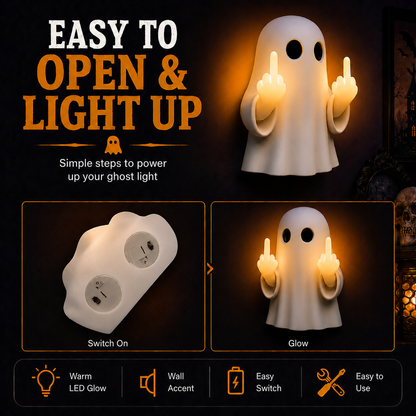 👻🔥Funny Ghost Middle Finger LED Lamp