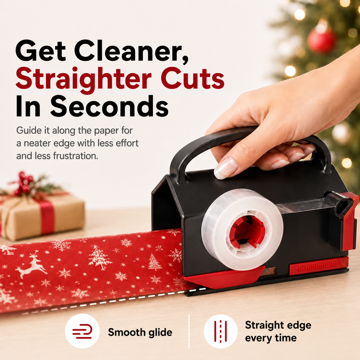🎁 2-in-1 Wrapping Cutter & Tape Dispenser