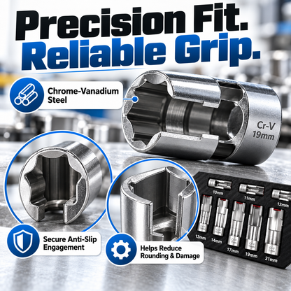 🔧9-Piece Injector & Sensor Line Socket Set – 10–22mm Open-Side Cr-V Sockets, 3/8' & 1/2' Drive