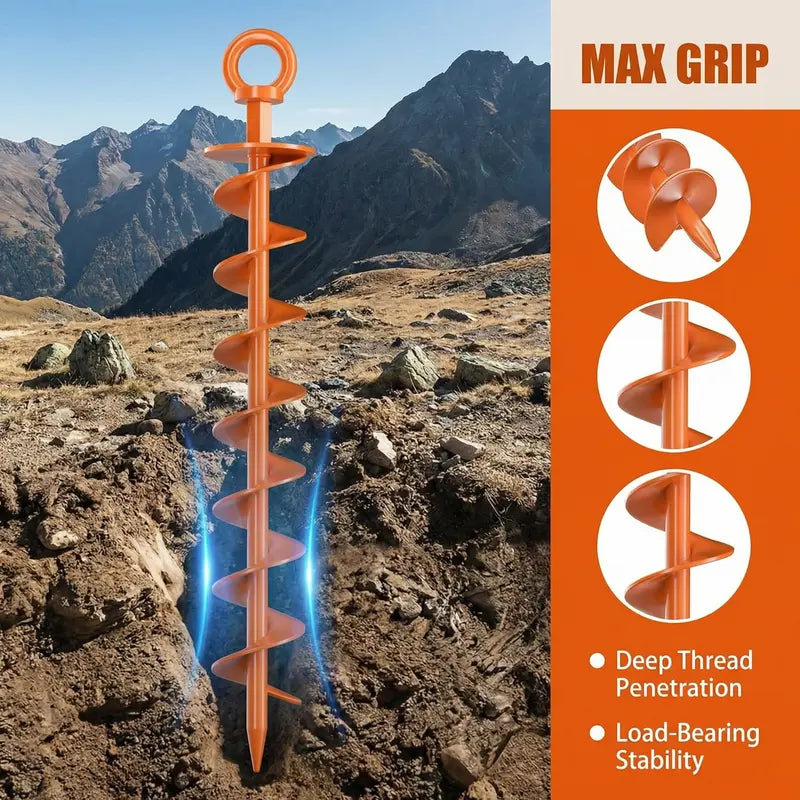 🌀 Heavy-Duty Full Spiral Ground Anchors – Drill-Ready Steel Tie-Down Stakes for Tents & Trampolines 🔩