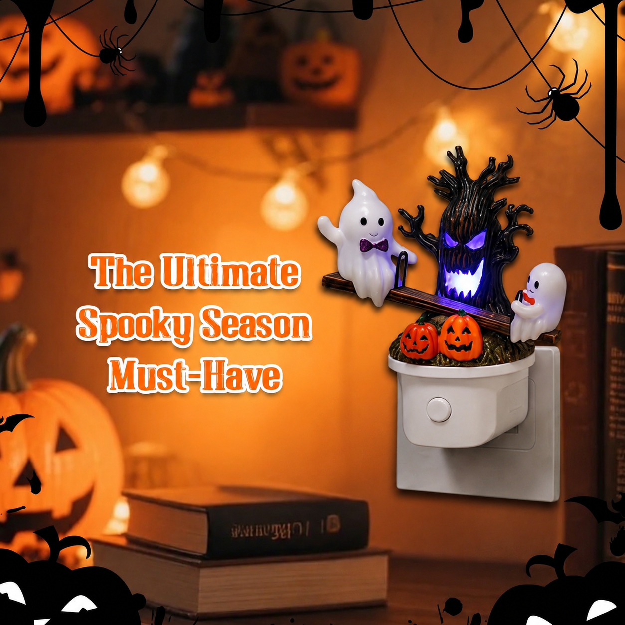 🎃 Last Day 50% OFF——👻 Animated Ghost Seesaw Plug-In Night Light – Halloween Decor