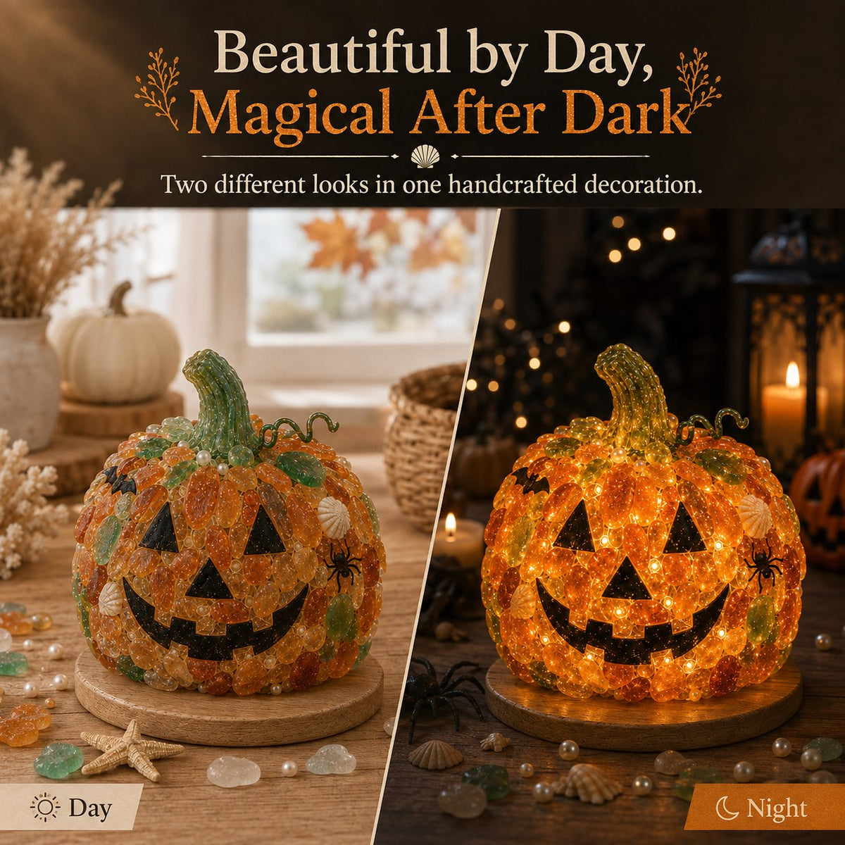 🔥😍 Last Day 49% OFF – 🎃 Beginner-Friendly DIY Lighted Sea Glass Halloween Character Kit Collection💕