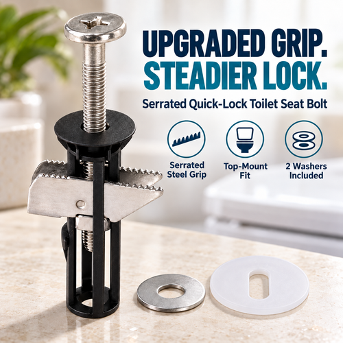 🎃Halloween Deal 50% OFF! 🔒 Universal Locking Toilet Seat Fixing Bolt – 304 Stainless Steel Quick-Lock Kit with 2 Washers
