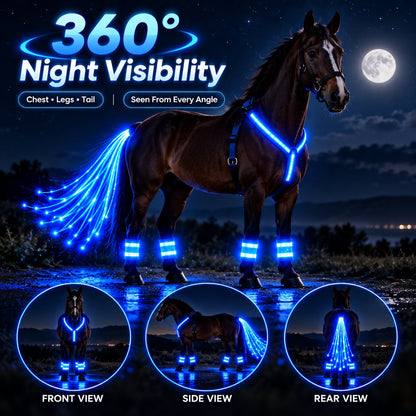 🎃Halloween Deal 50% OFF! 360° Illuminated Horse Harness & Glow Kit 🐎✨