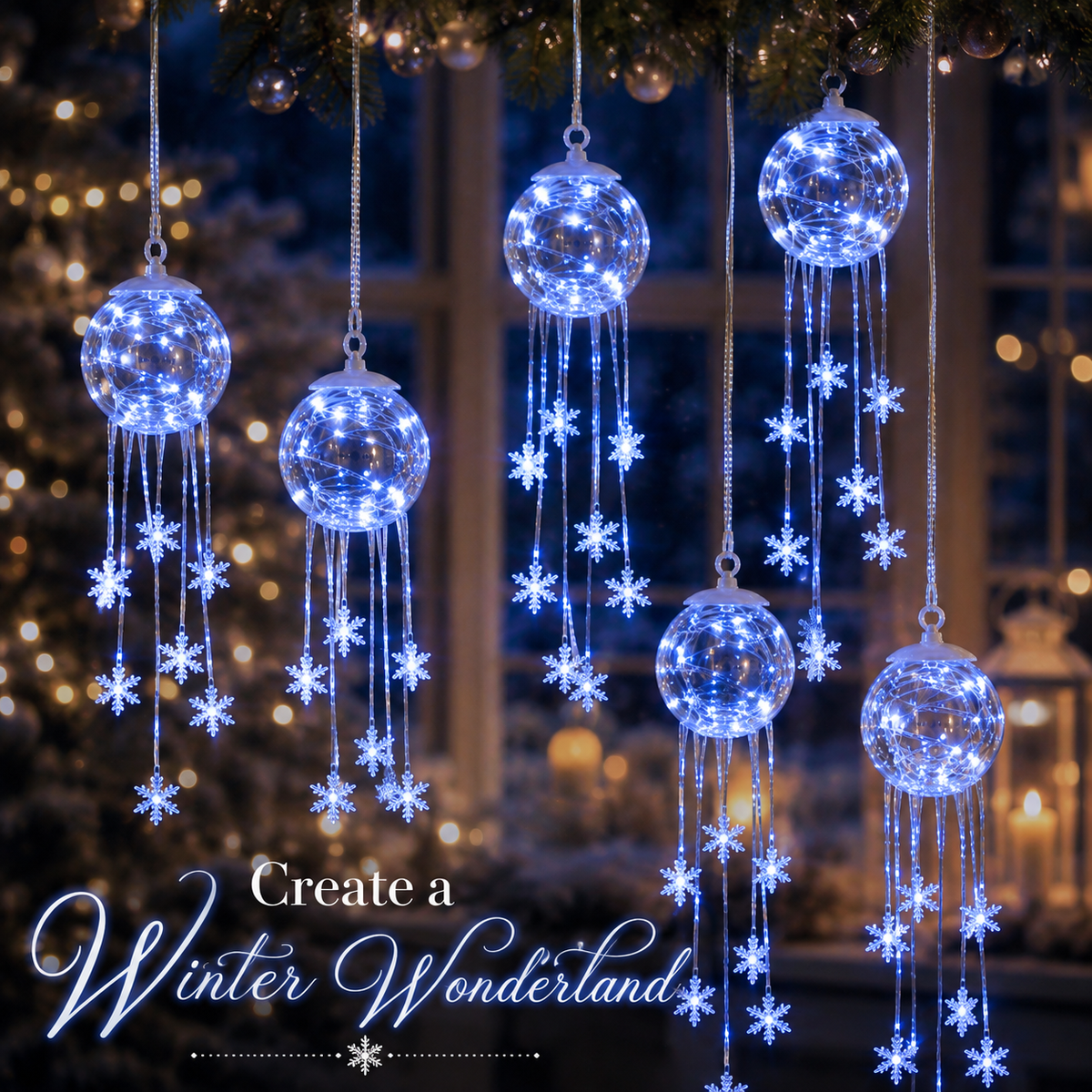 Winter Magic Snowflake Cascad – LED Hanging Christmas Ornament❄️