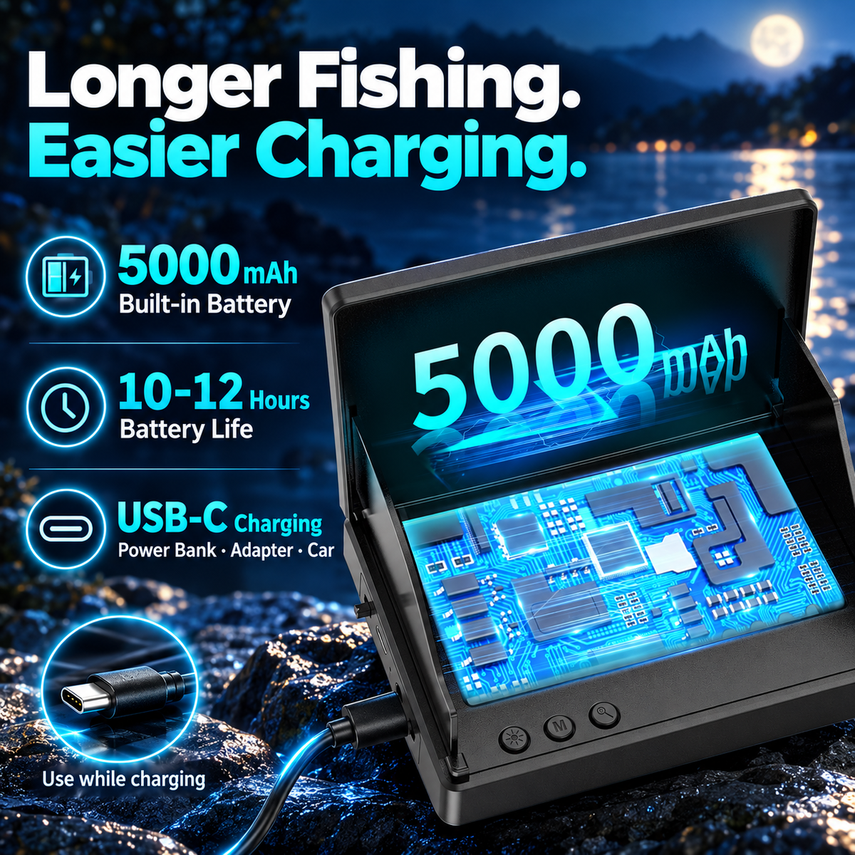 🎣 1080P Underwater Fishing Camera with IR Night Vision – 4.3" Screen, 98ft Cable, 12-Hr Battery | Fish Finder Camera for Ice, Lake, Boat & Kayak