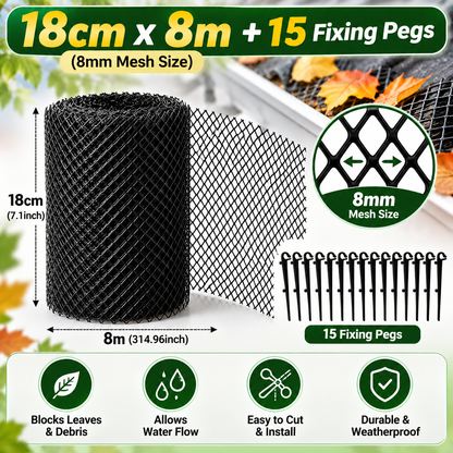🎃Halloween Deal 50% OFF! Gutter Guard Mesh Roll – Leaf Filter Net with Fixing Pegs