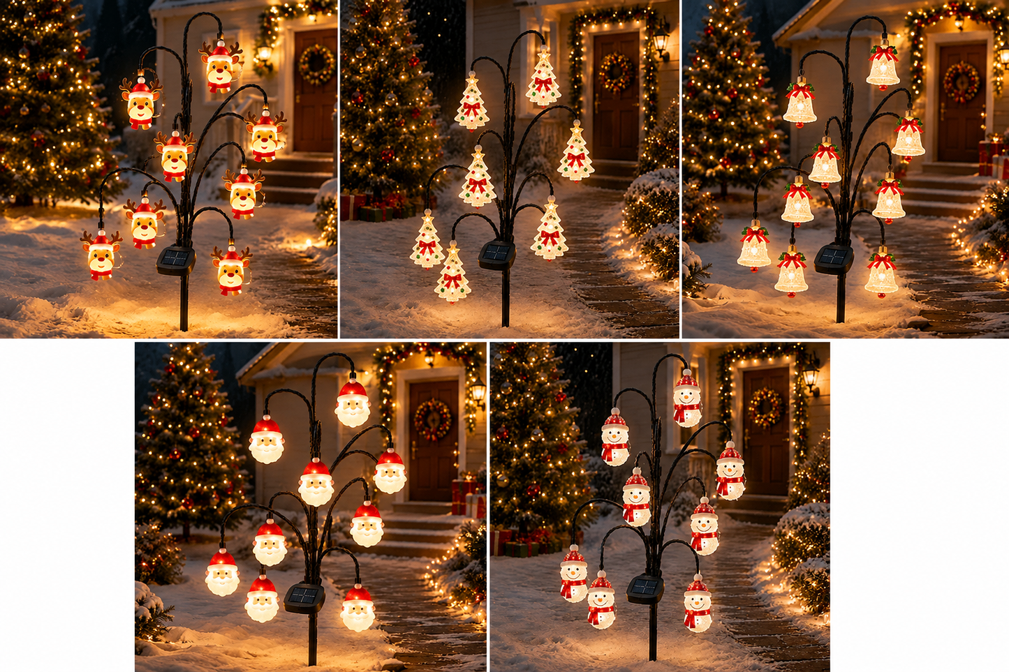 🎄 Christmas Solar Tree Stake Lights | 5 Styles Outdoor Yard Decor