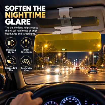 ⭐2-in-1 Car Visor Extender – Day & Night Anti-Glare Driving Shield