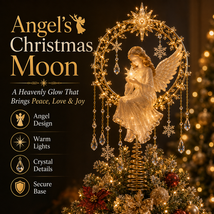 ✨ Angel’s Christmas Moon Lighted Angel Tree Topper