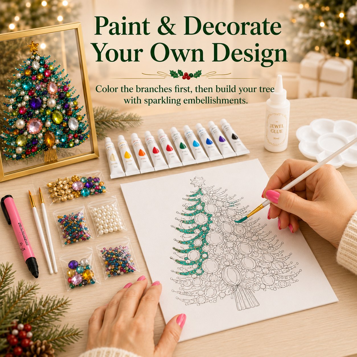 🔥 LAST DAY 49% OFF – 🎄 DIY Jeweled Christmas Tree Art Kit 💎✨