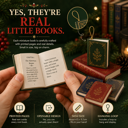 📚 25-Day Book Advent Calendar – 25 Openable Mini Book Ornaments
