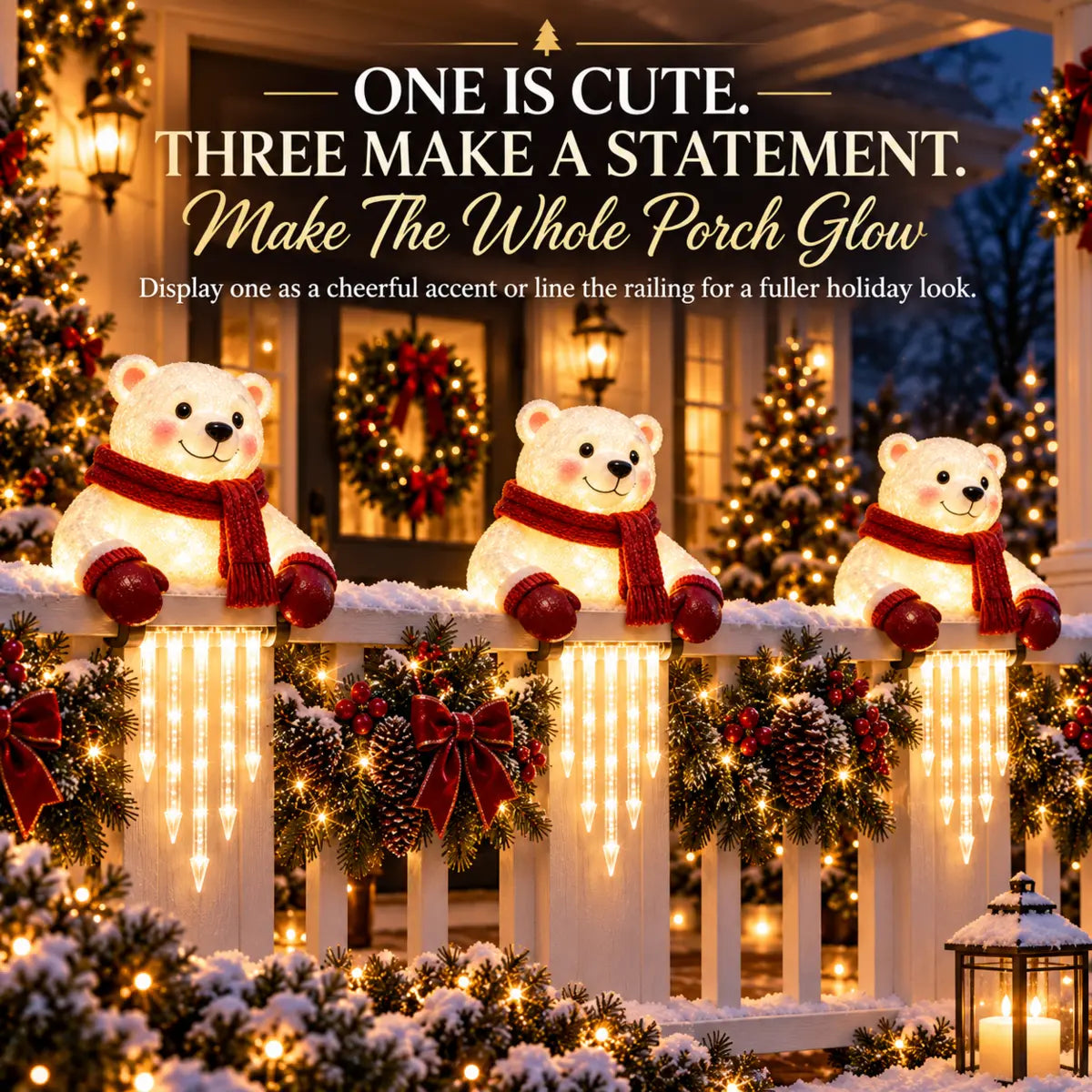 🐻🎄 Winter Light Cute Bear Icicle Light