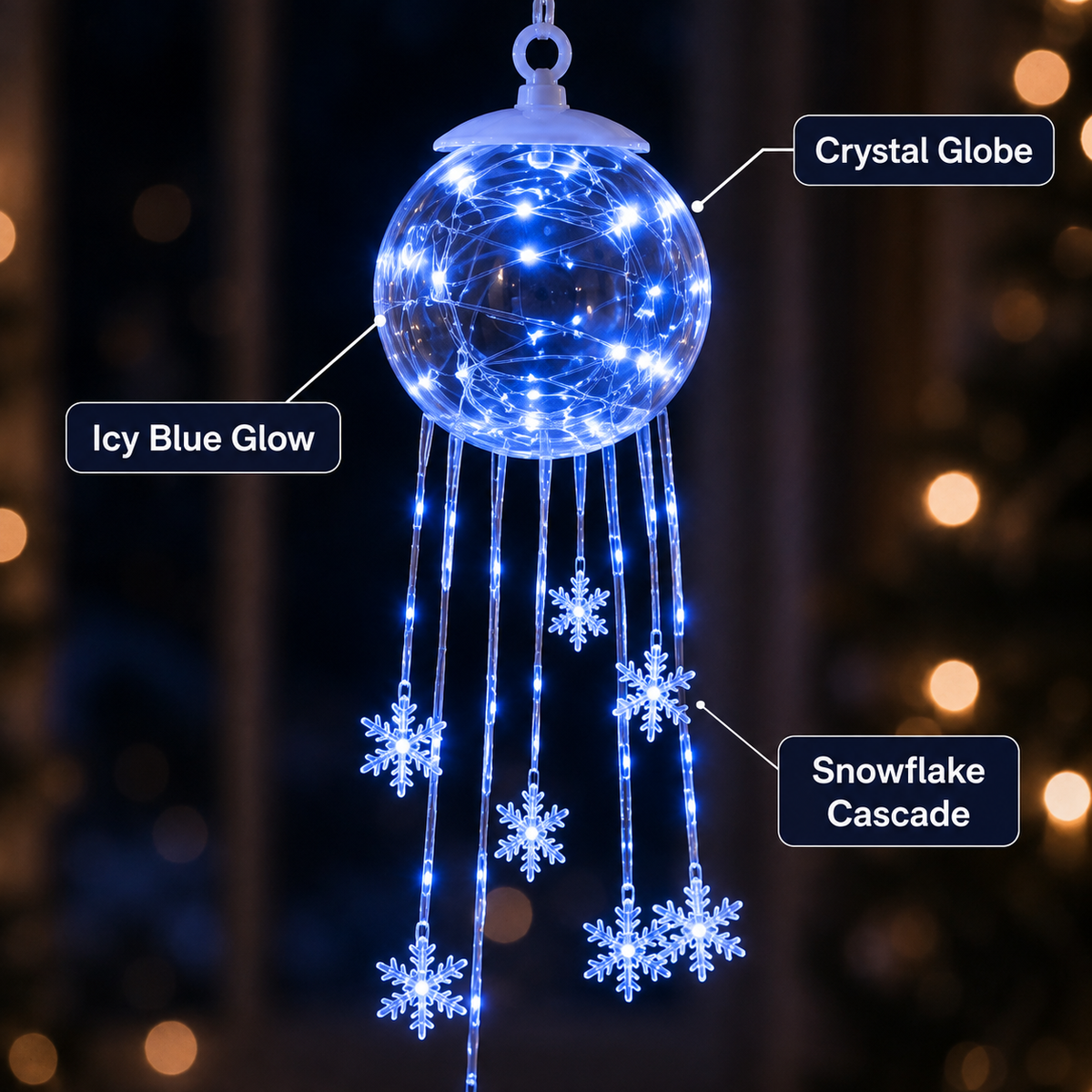 Winter Magic Snowflake Cascad – LED Hanging Christmas Ornament❄️