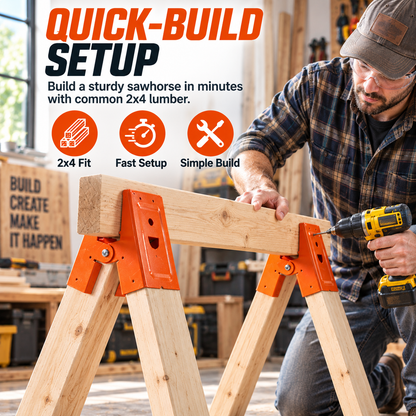🛠️Heavy Duty Sawhorse Brackets with Clamp