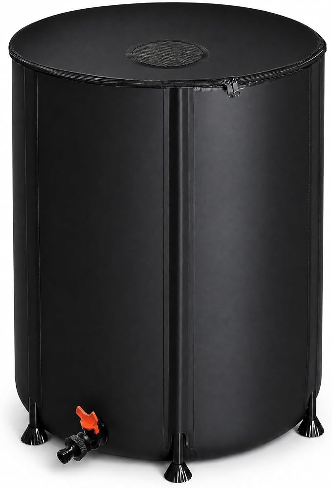 🔥Collapsible Rain Barrel,  , 100 Gallon Portable Rain Water Collection Barrel, 1000D PVC Rainwater Collection System, Garden Water Catcher Tank Storage Container with Spigot & Overflow Kit, Black#SohoChic