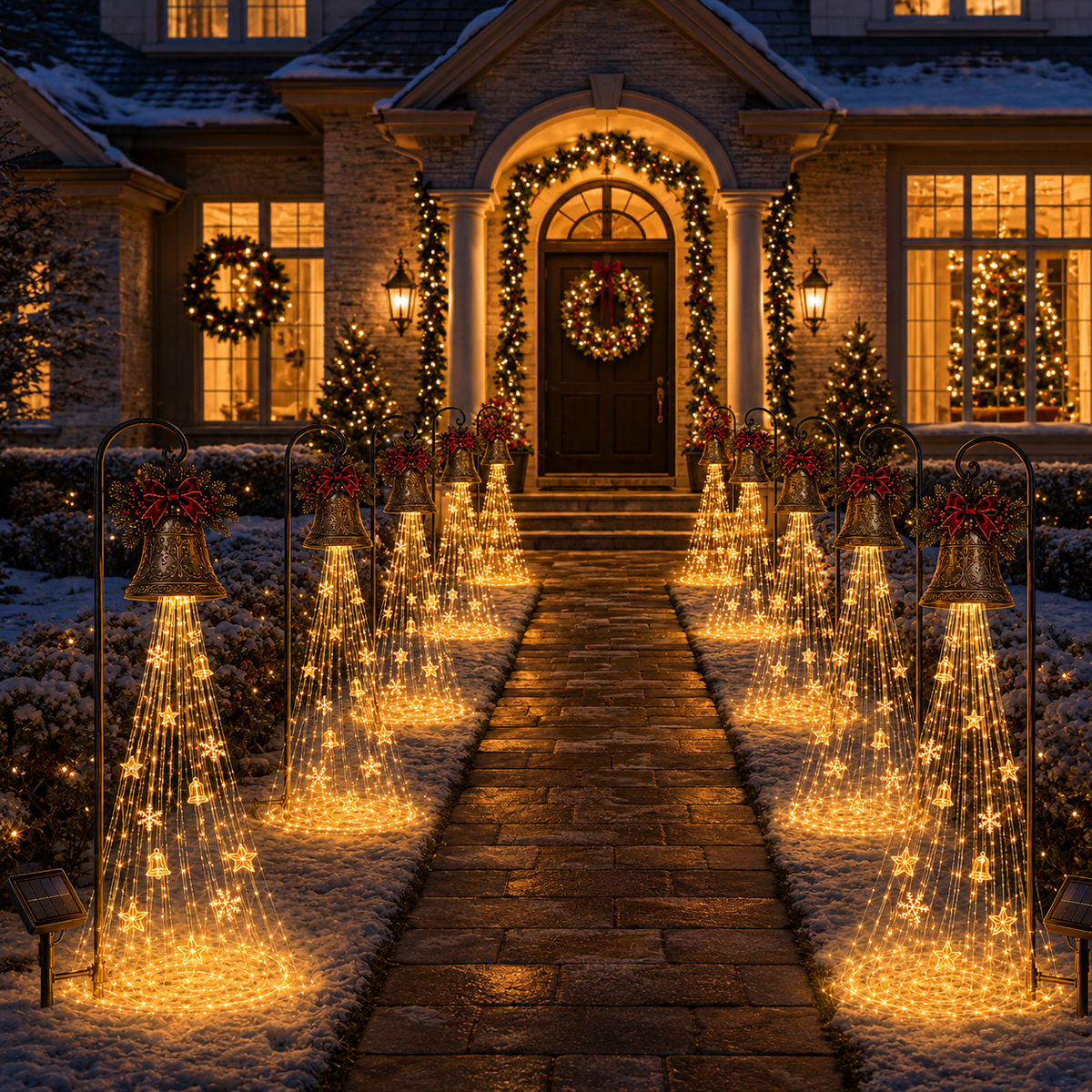 ✨✨Hot Sale 50% OFF🎄 Christmas Bell Cascade Solar Yard Light✨