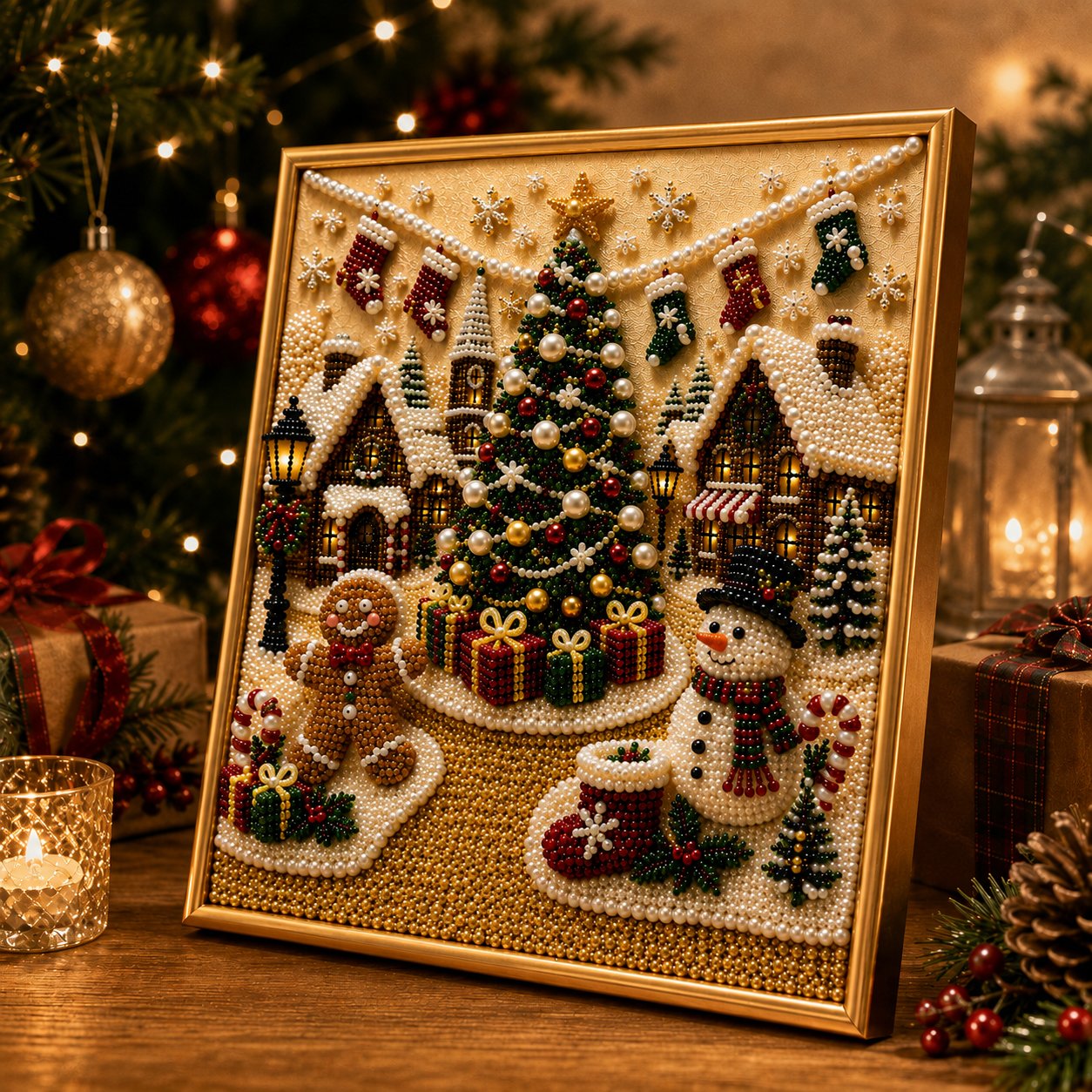 🎄Relaxing & Beginner-Friendly🎅 Premium 3D Pearl Christmas Wall Art Kit ⛄️❄️