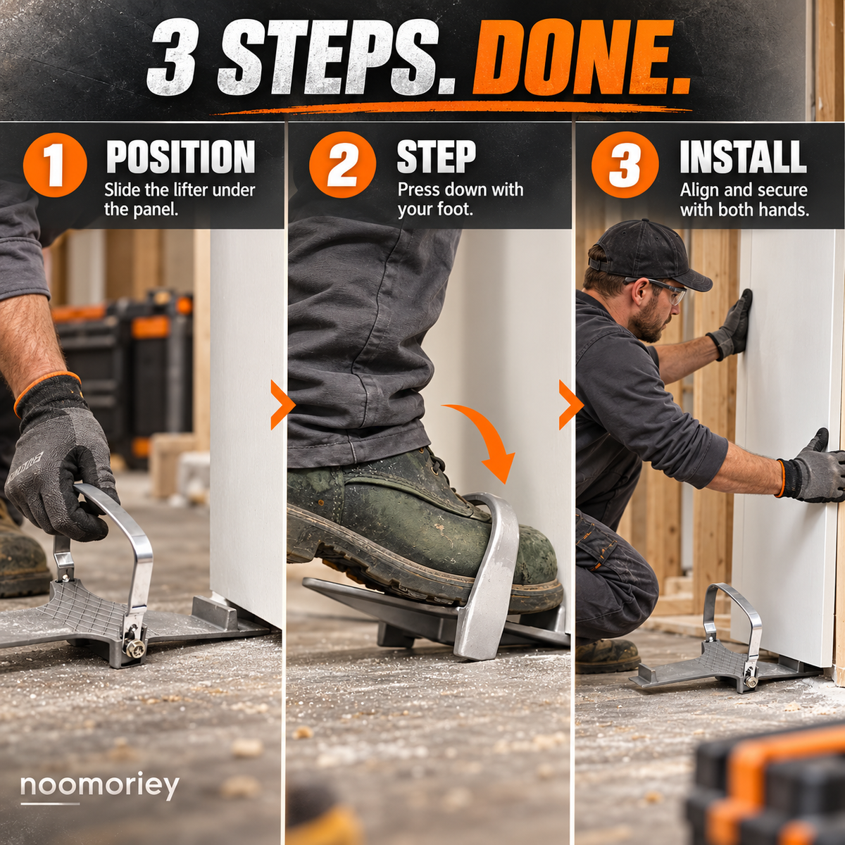 🚪 Panel Lifter – Foot-Powered Installation Tool