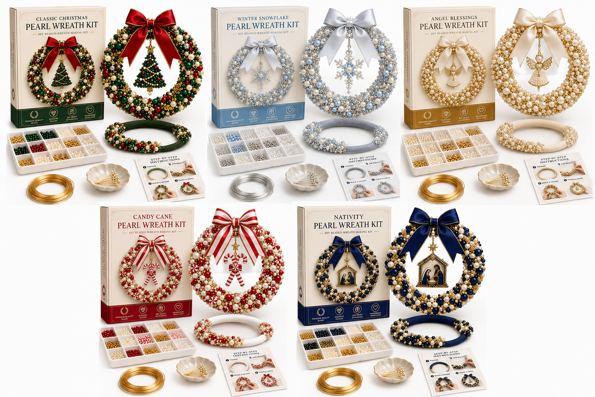 ⏳ Last Day 49% OFF – 🎄✨ DIY Christmas Pearl Wreath Kit – Handmade Beaded Holiday Door Décor 💎🎀