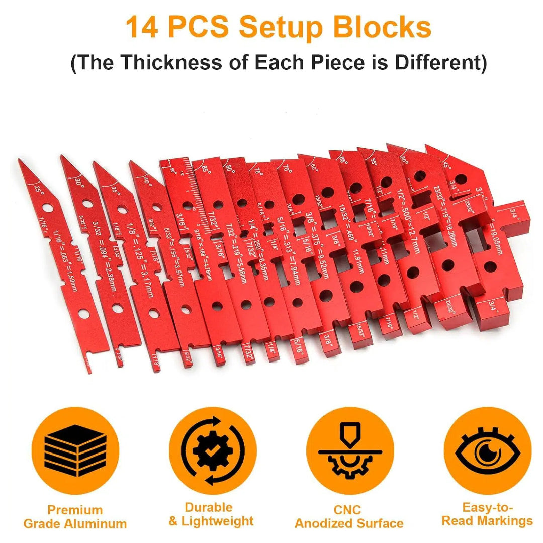 14-Piece Precision Woodworking Setup Blocks