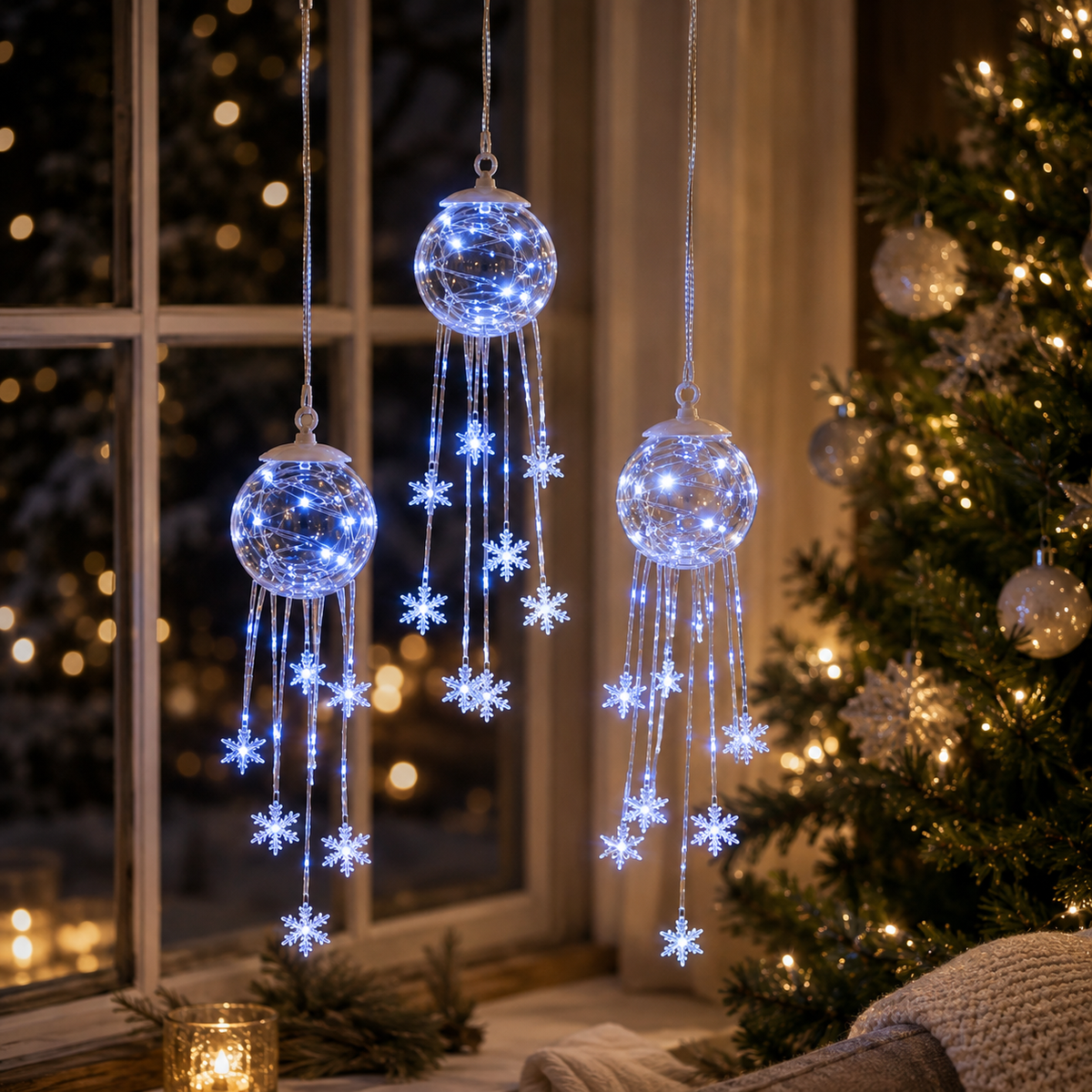 Winter Magic Snowflake Cascad – LED Hanging Christmas Ornament❄️
