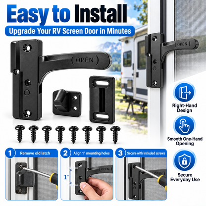 🎃Halloween Deal 50% OFF!  Aluminum RV Screen Door Latch Handle Replacement for Left Right  Hand