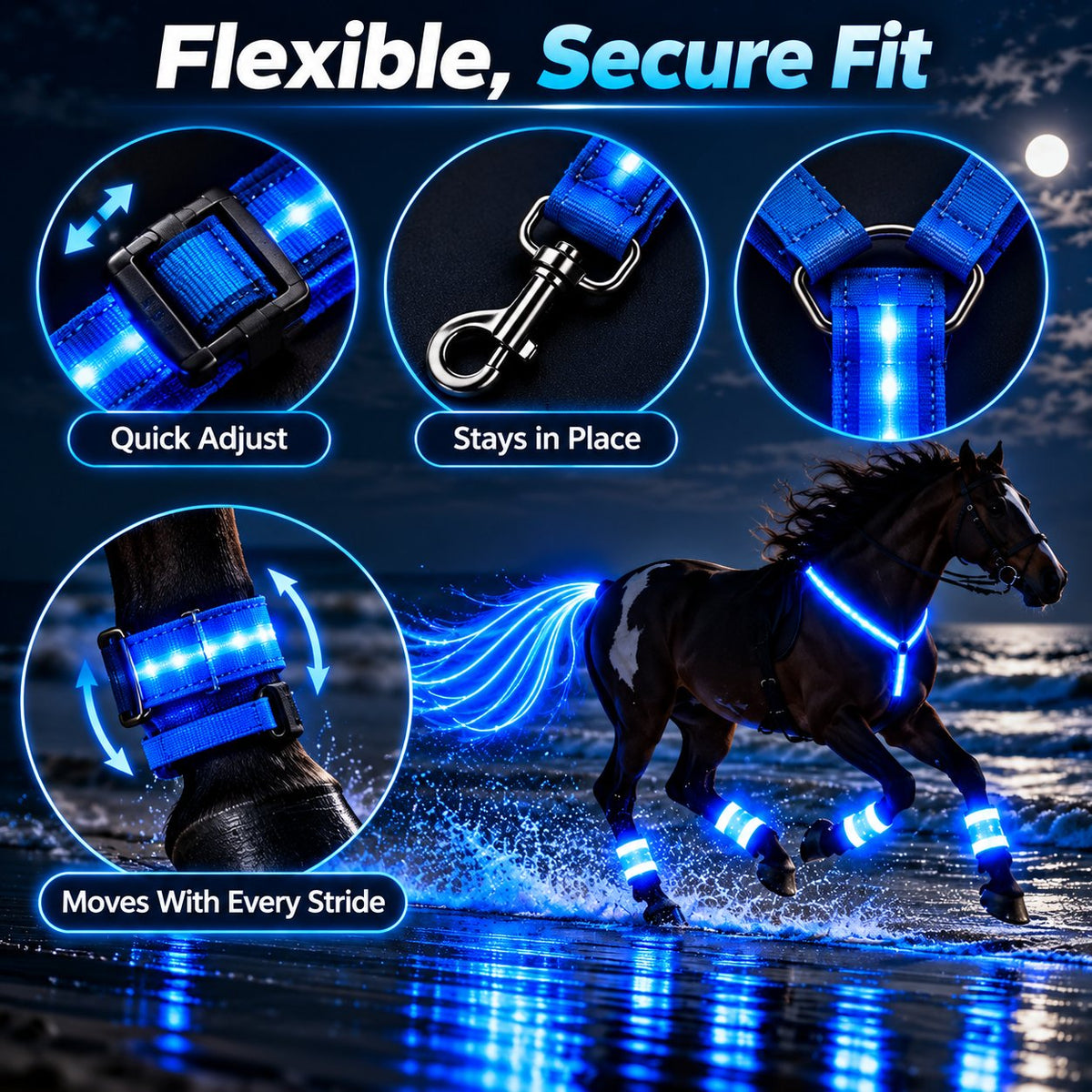 🎃Halloween Deal 50% OFF! 360° Illuminated Horse Harness & Glow Kit 🐎✨