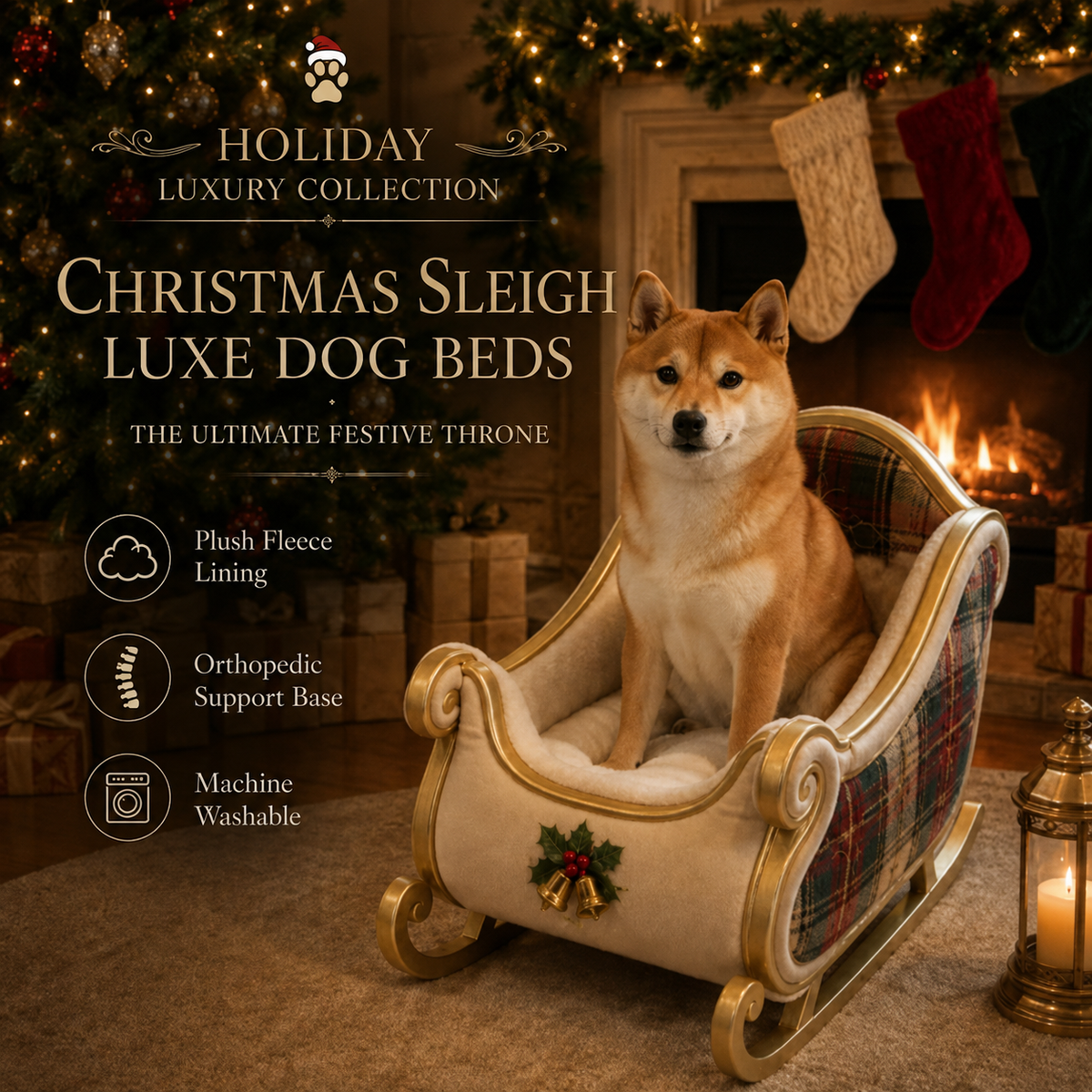 🎄 Christmas Dog Beds – Cozy Festive Sleigh & Holiday Pet Beds