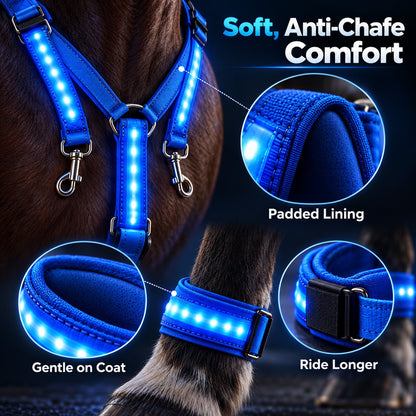 🎃Halloween Deal 50% OFF! 360° Illuminated Horse Harness & Glow Kit 🐎✨