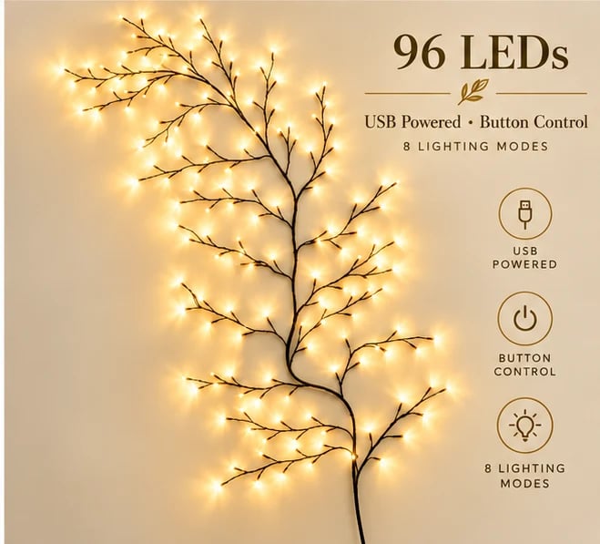 ✨ Flexible LED Branch Lights | Remote-Controlled Holiday Wall Decor(📦Buy 2 Free Shipping)🎁
