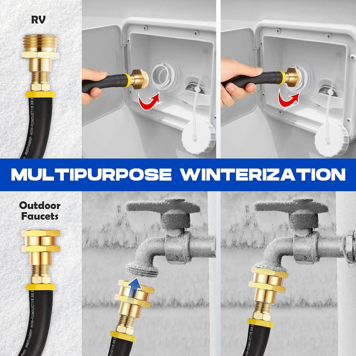 RV Winterizing & Sprinkler Blowout Adapter Kit with Shut-Off Valve