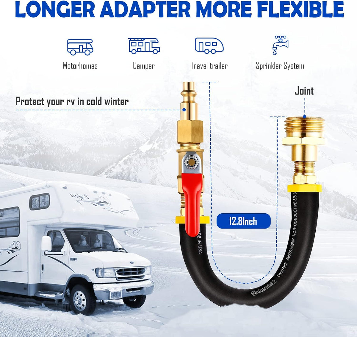 RV Winterizing & Sprinkler Blowout Adapter Kit with Shut-Off Valve