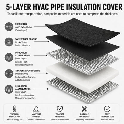 🎃Halloween Deal 50% OFF! 5 Layers HVAC Line Insulation Set Cover 72x10.2in Pipe Insulation Wrap