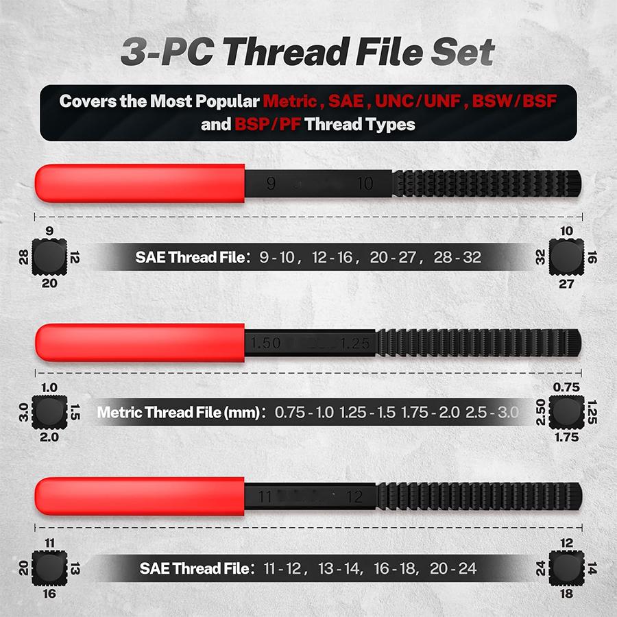 3 Pcs Thread File Set