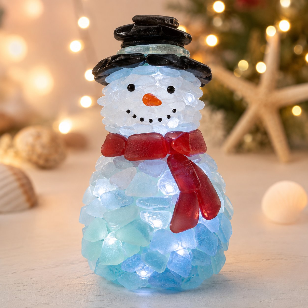 ⏳ Last Day 49% OFF – 🎅 Beginner-Friendly DIY Lighted Sea Glass Santa Christmas Decor Kit 💕