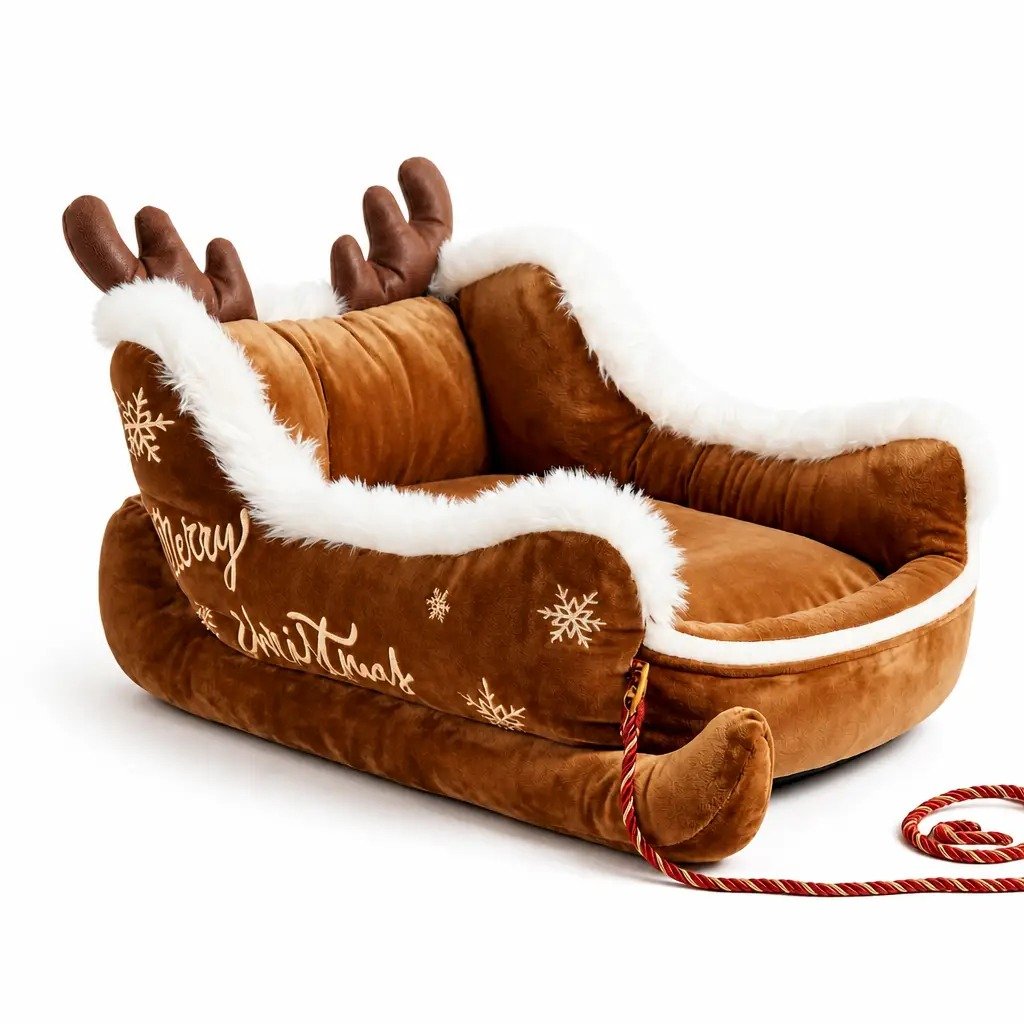 🎄 Christmas Dog Beds – Cozy Festive Sleigh & Holiday Pet Beds