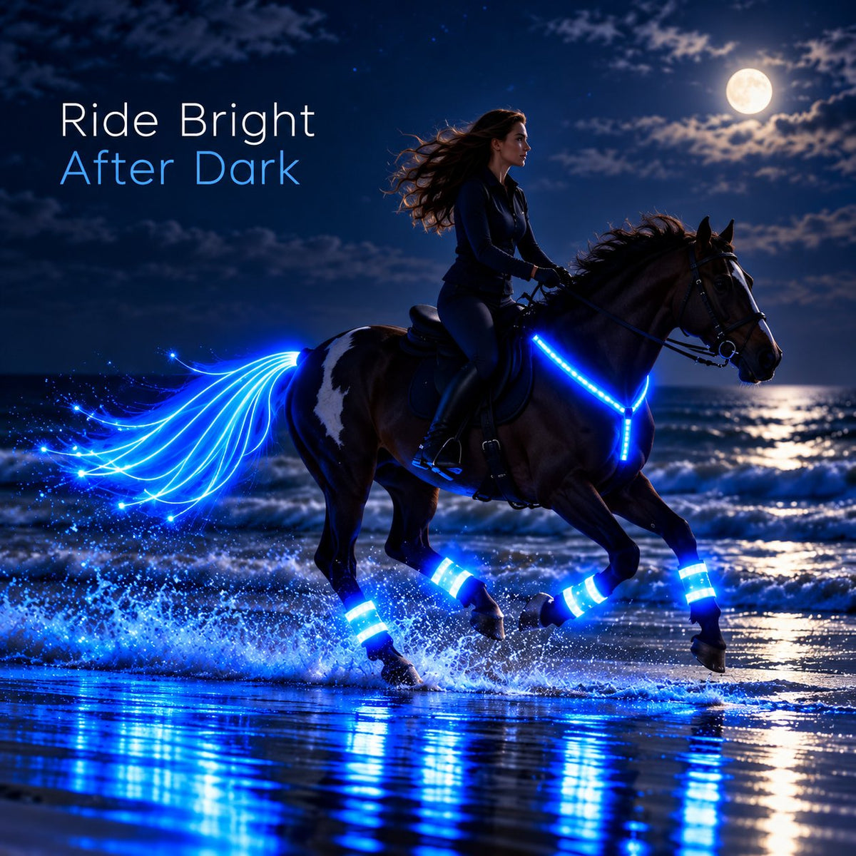 🎃Halloween Deal 50% OFF! 360° Illuminated Horse Harness & Glow Kit 🐎✨