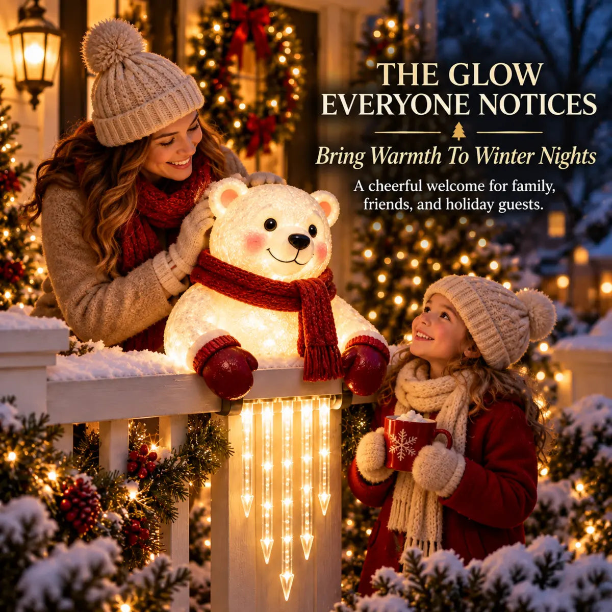 🐻🎄 Winter Light Cute Bear Icicle Light