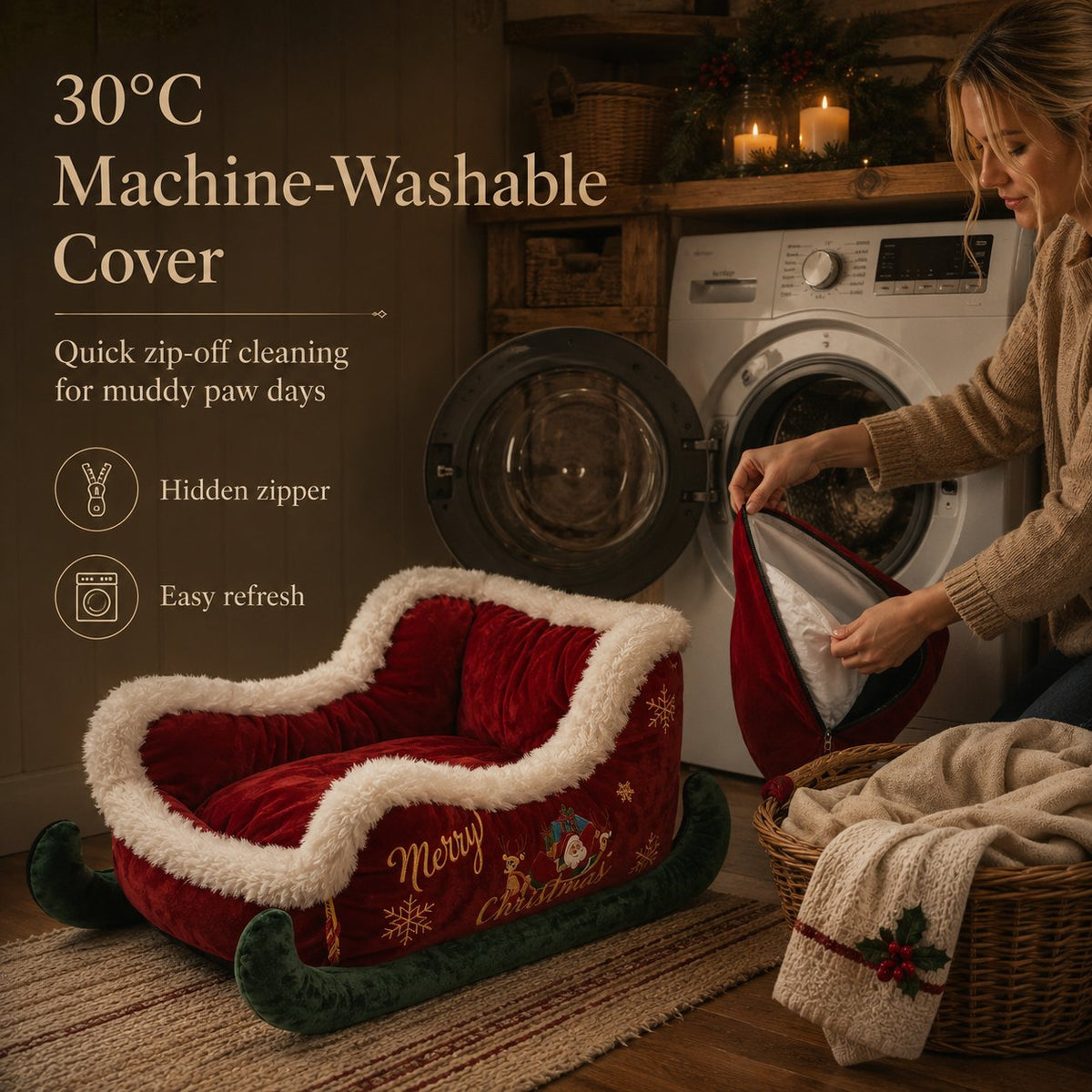 🎄 Christmas Dog Beds – Cozy Festive Sleigh & Holiday Pet Beds