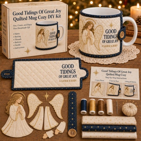 ⏳ Last Day 49% OFF – ✝️ Beginner-Friendly Christmas Faith Mug Cozy Sewing Kit💕