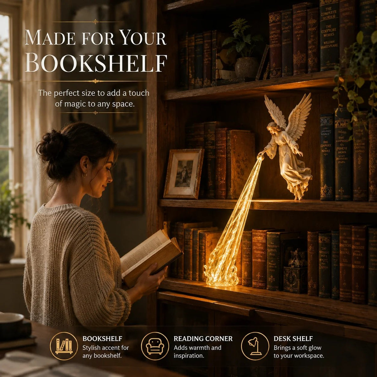 🔥Heavenly Guardian — Angel Beam Bookshelf Decor